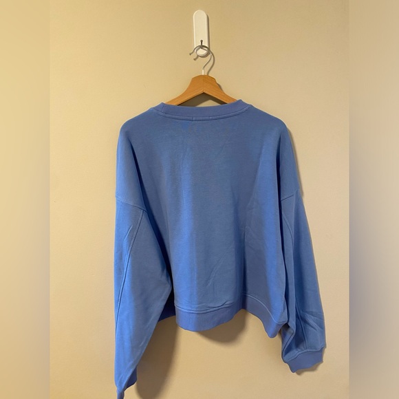 Dynamite French Terry Crew Neck Sweatshirt in Cornflower Blue - Picture 5 of 5